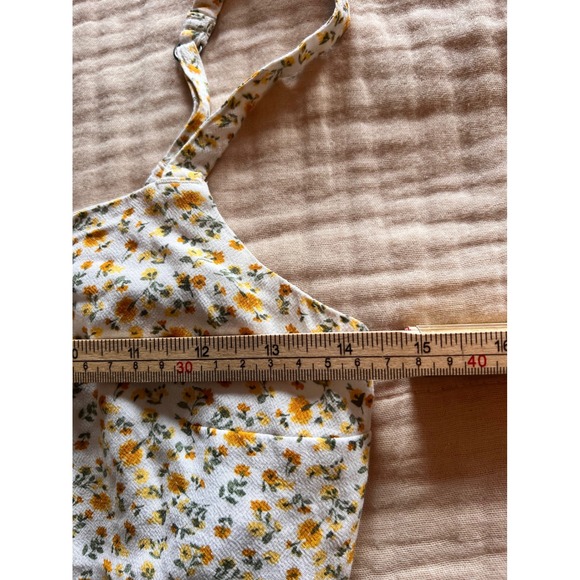 Hollister‎ Floral Tie-Back Cami Crop Top Sleeveless Yellow White Size M - Picture 4 of 5